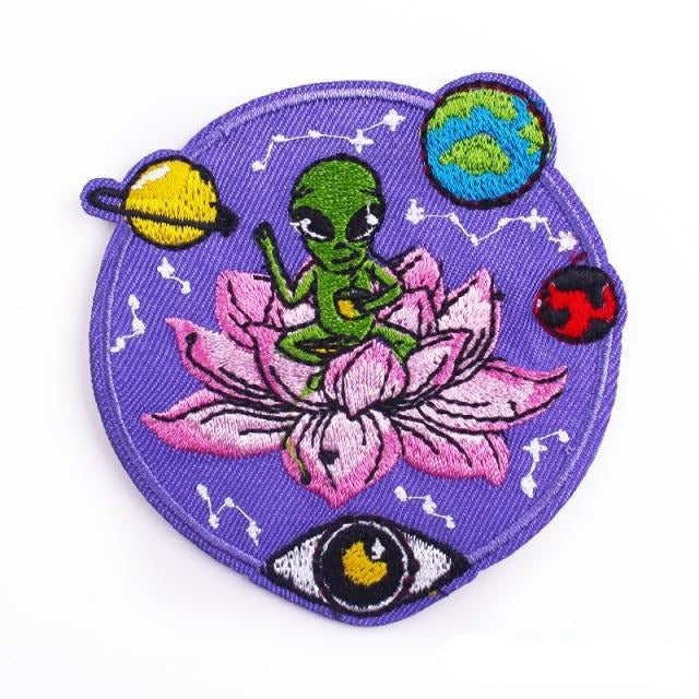 Alien Meditating In Space Embroidered Patch