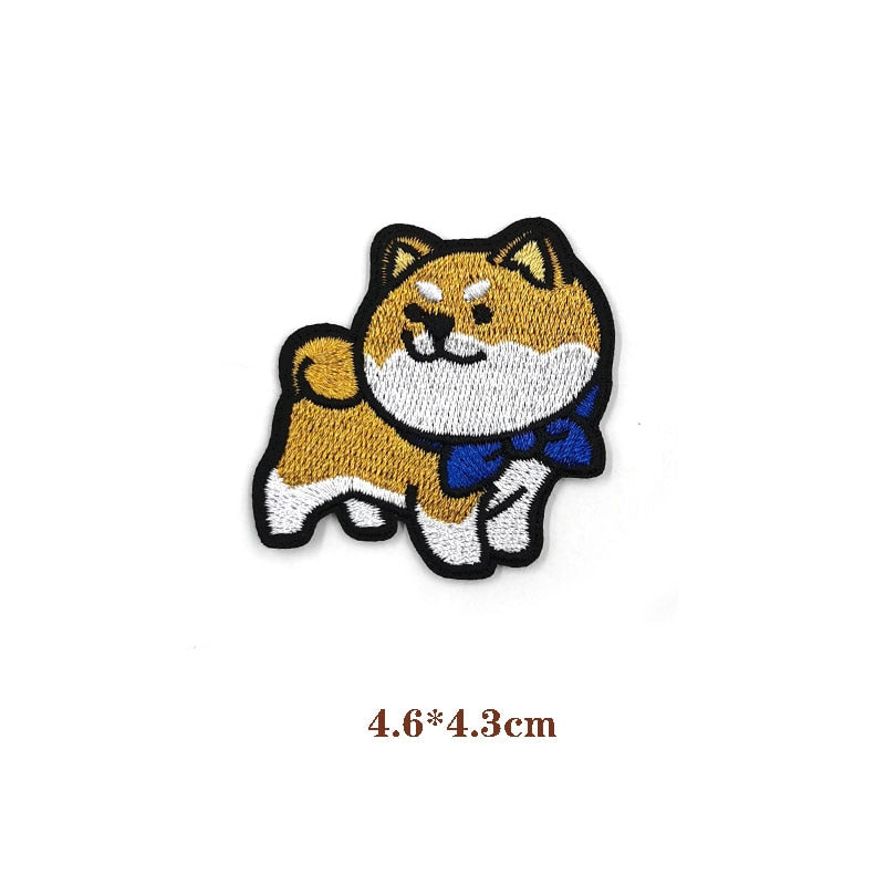 Dog 'Shiba Inu Chubby | Blue Ribbon' Embroidered Patch