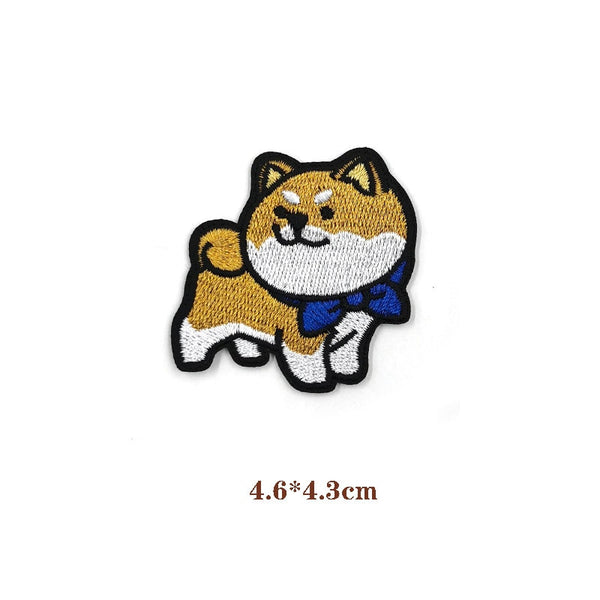 Dog 'Shiba Inu Chubby | Blue Ribbon' Embroidered Patch