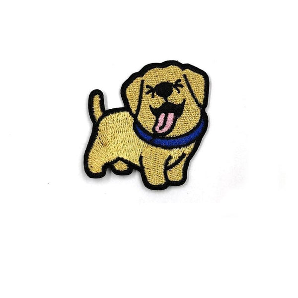 Dog 'Happy Pup' Embroidered Sew Iron Patch