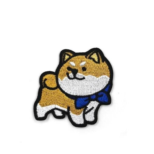 Dog 'Shiba Inu Chubby | Blue Ribbon' Embroidered Patch