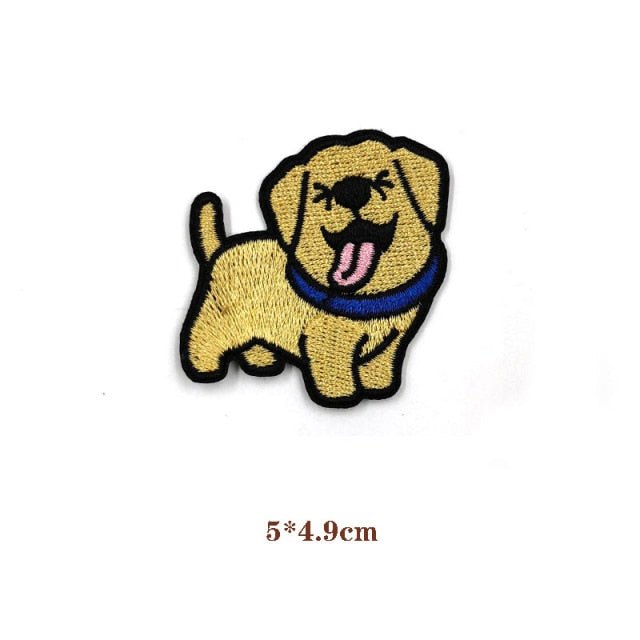 Dog 'Happy Pup' Embroidered Sew Iron Patch