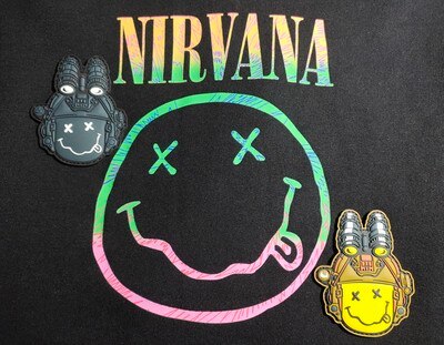 Cute 'Nirvana Smiley Face | Set of 2' PVC Rubber Velcro Patch