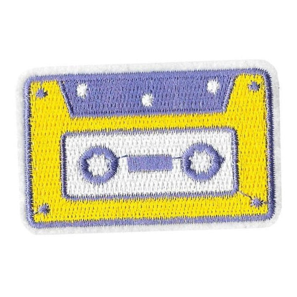 Yellow Cassette Tape Embroidered Patch