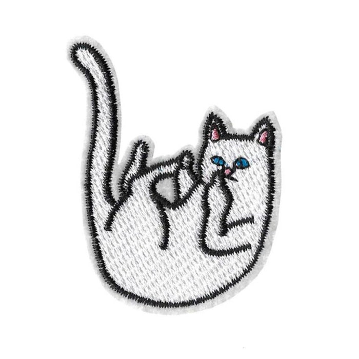 Cute White Cat Falling Embroidered Patch
