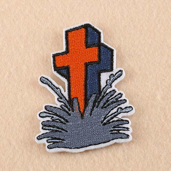 Halloween 'Grave Cross' Embroidered Patch