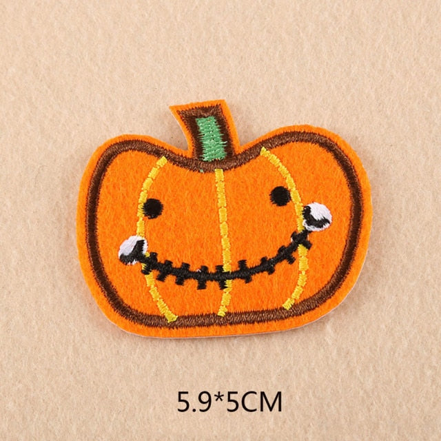 Halloween 'Pumpkin Stitched Mouth' Embroidered Patch
