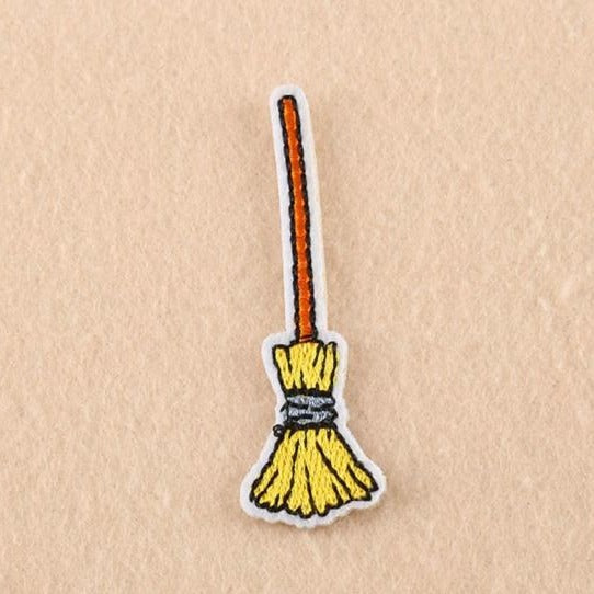 Halloween 'Witch's Broomstick' Embroidered Patch