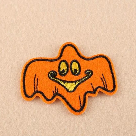 Halloween 'Orange Ghost' Embroidered Patch