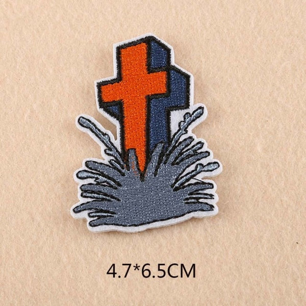 Halloween 'Grave Cross' Embroidered Patch