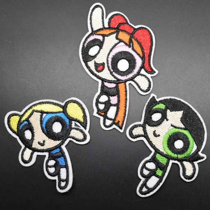 The Powerpuff Girls 'Flying' Embroidered Patch Set