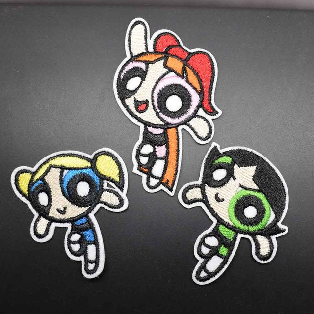 The Powerpuff Girls 'Flying' Embroidered Patch Set