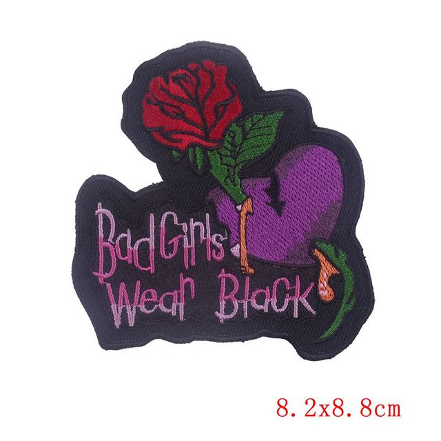 'Bad Girls Wear Black' Embroidered Patch