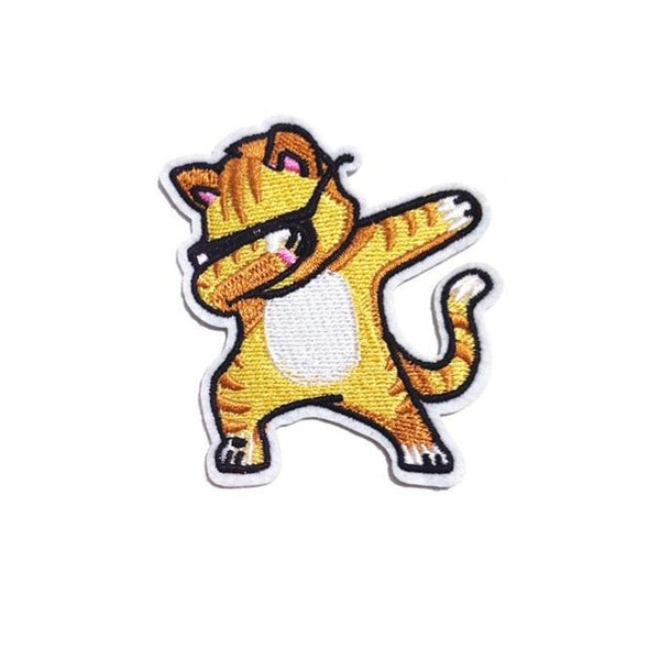 Cute Animal 'Orange Cat Dabbing' Embroidered Patch