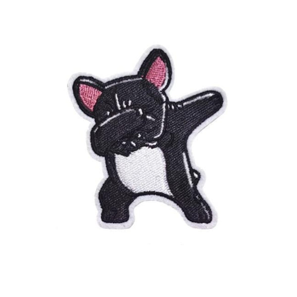 Cute Animal 'French Bulldog Dabbing' Embroidered Patch