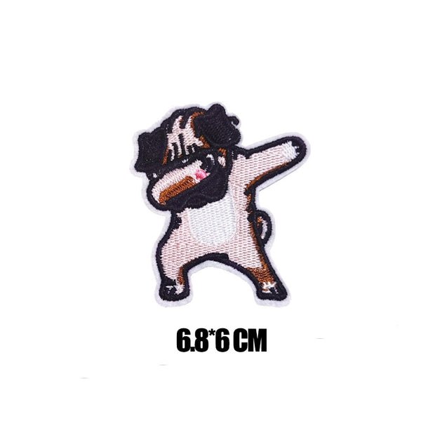 Cute Animal 'Bulldog Dabbing' Embroidered Patch