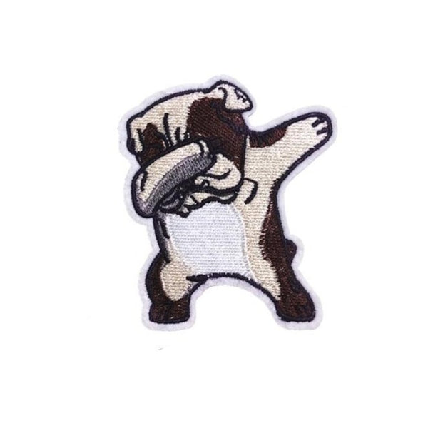 Cute Animal 'Bulldog Dabbing | 2.0' Embroidered Patch