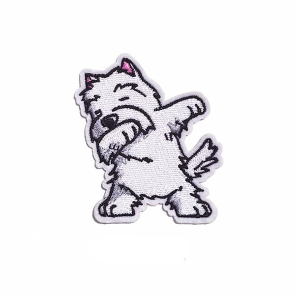 Cute Animal 'Westie Dabbing' Embroidered Patch