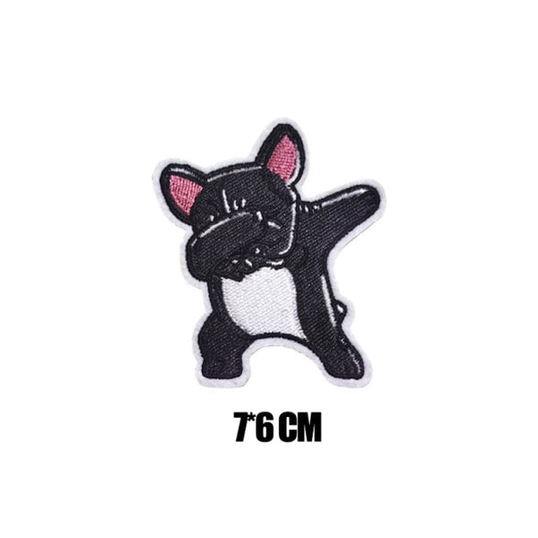 Cute Animal 'French Bulldog Dabbing' Embroidered Patch