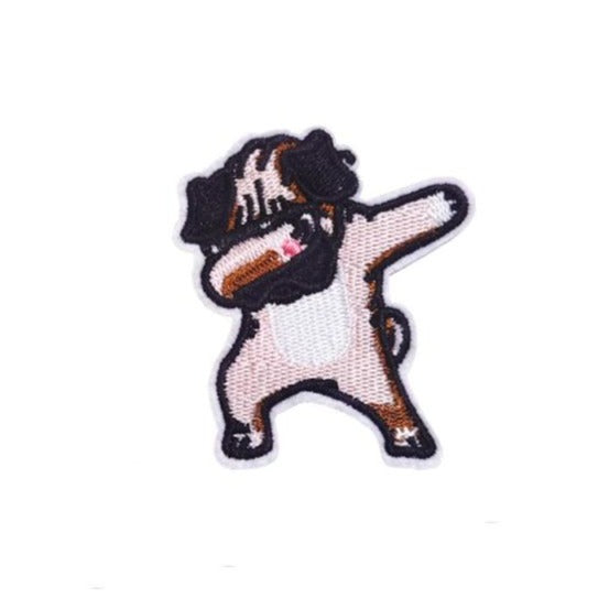 Cute Animal 'Bulldog Dabbing' Embroidered Patch