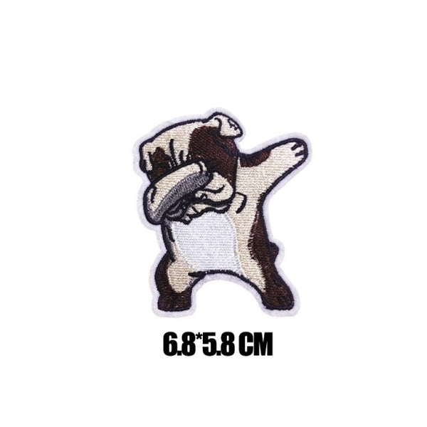 Cute Animal 'Bulldog Dabbing | 2.0' Embroidered Patch