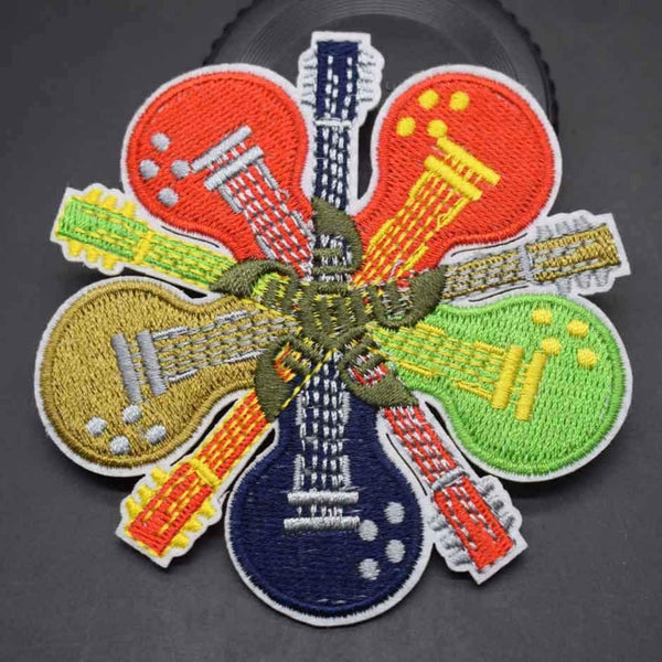 Music 'Colorful Guitars | Round Pile' Embroidered Patch