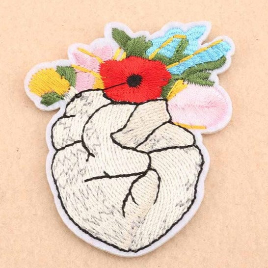 'Anatomical Heart | Flowers' Embroidered Patch