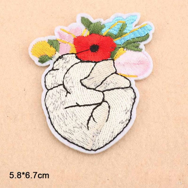 'Anatomical Heart | Flowers' Embroidered Patch