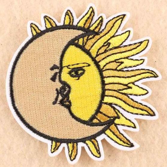 Art 'Half Moon and Half Sun' Embroidered Patch