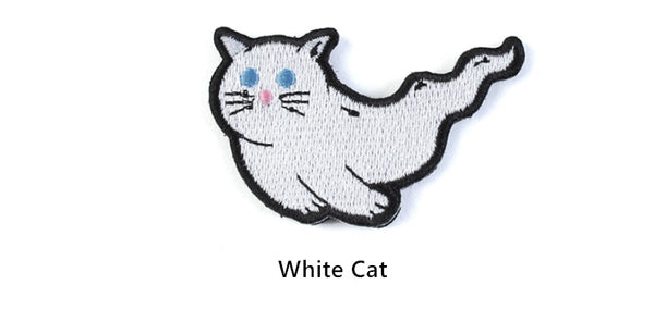 Cute Ghost Cat | 4.0 Embroidered Velcro Patch