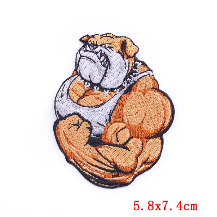 Bulldog Flexing Muscle Embroidered Patch