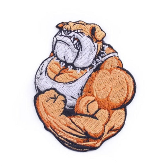 Bulldog Flexing Muscle Embroidered Patch
