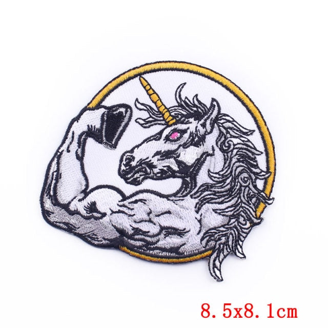 Unicorn 'Flexing' Embroidered Patch