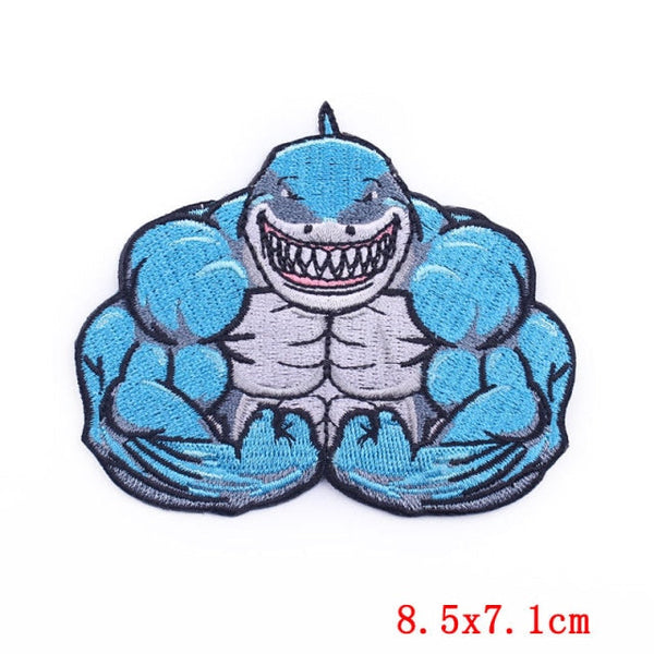 Shark 'Flexing Muscles' Embroidered Patch