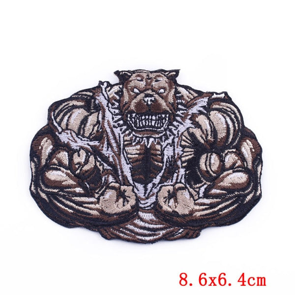 Bulldog 'Flexing Muscles' Embroidered Patch