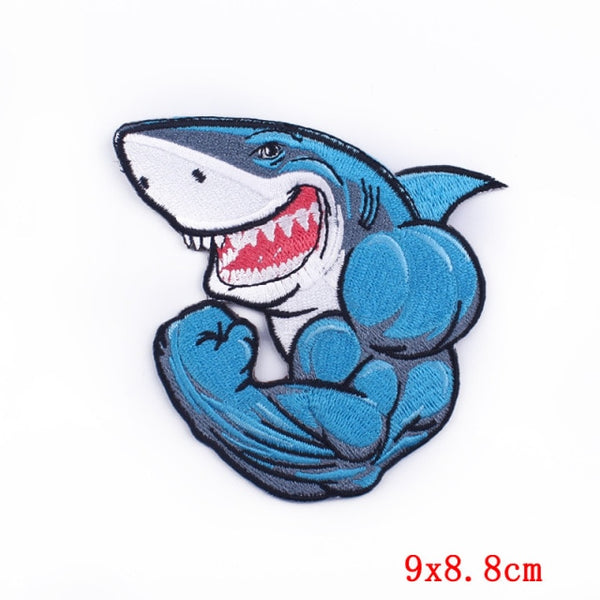 Shark 'Flexing' Embroidered Patch