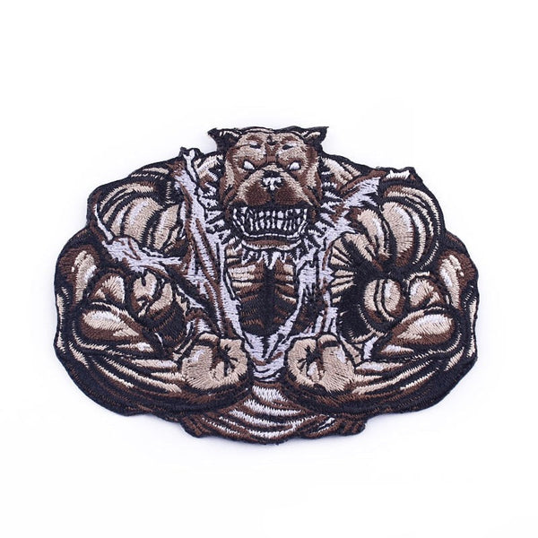 Bulldog 'Flexing Muscles' Embroidered Patch