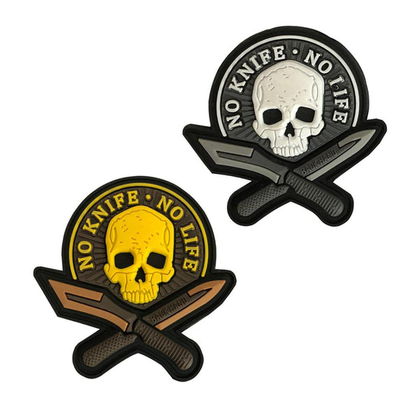 Skull 'No Knife No Life PVC Rubber Velcro Patch