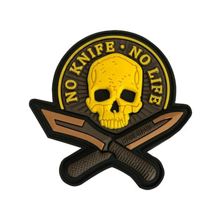 Skull 'No Knife No Life PVC Rubber Velcro Patch