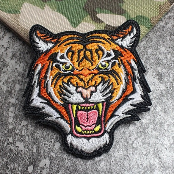 Tiger 'Roaring | Head' Embroidered Velcro Patch