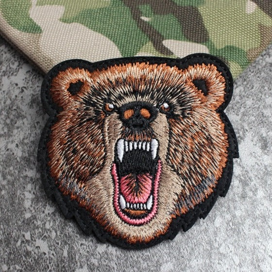 Bear 'Angry | Head' Embroidered Velcro Patch