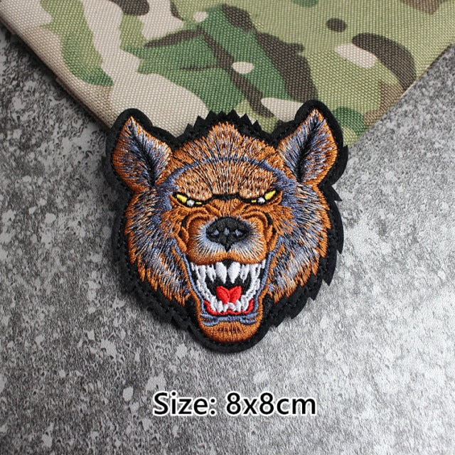 Hyena 'Fierce | Head' Embroidered Velcro Patch
