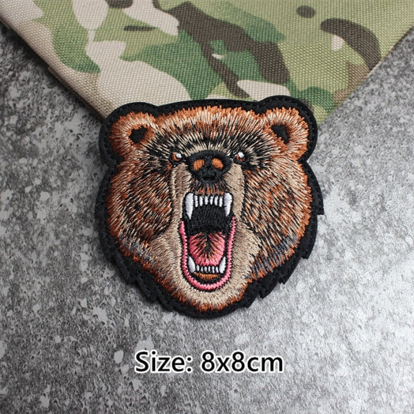 Bear 'Angry | Head' Embroidered Velcro Patch