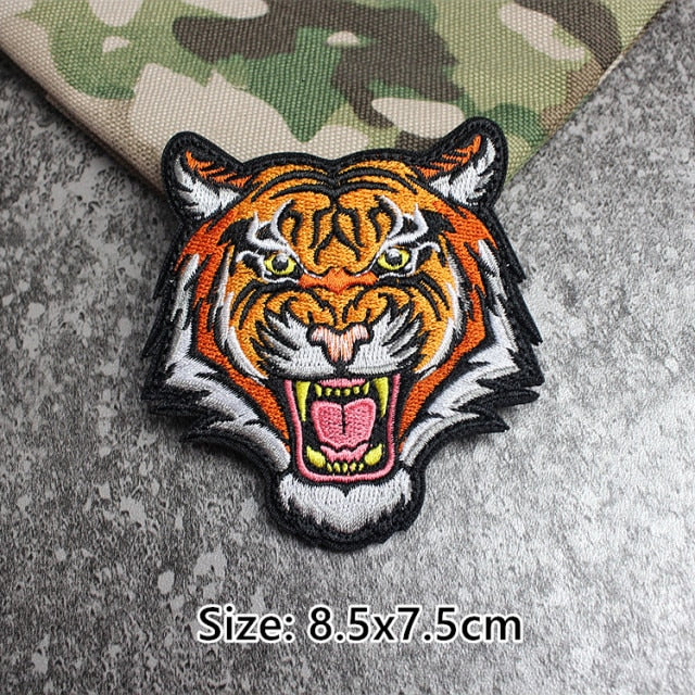 Tiger 'Roaring | Head' Embroidered Velcro Patch