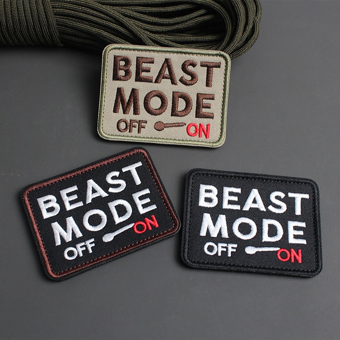 Cool 'Beast Mode | Off On' Embroidered Velcro Patch