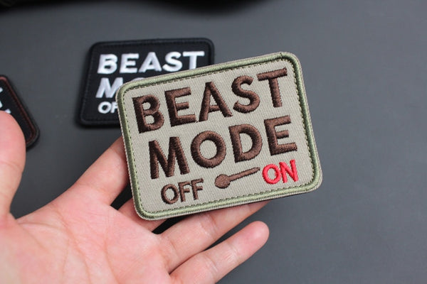 Cool 'Beast Mode | Off On' Embroidered Velcro Patch