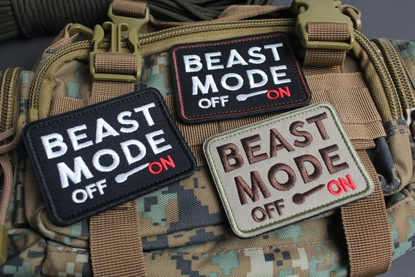 Cool 'Beast Mode | Off On' Embroidered Velcro Patch