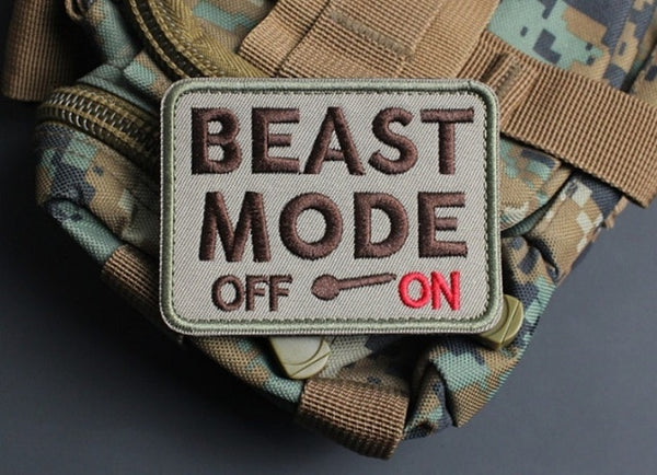 Cool 'Beast Mode | Off On' Embroidered Velcro Patch