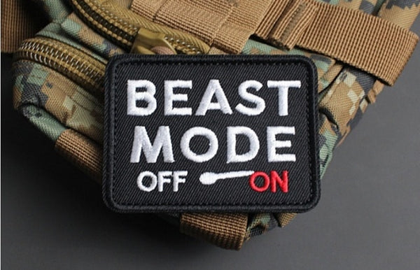 Cool 'Beast Mode | Off On' Embroidered Velcro Patch