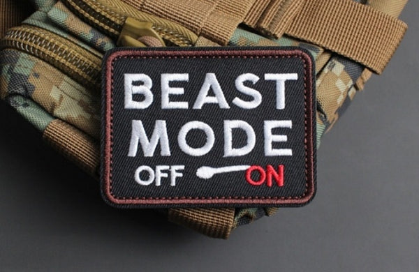 Cool 'Beast Mode | Off On' Embroidered Velcro Patch